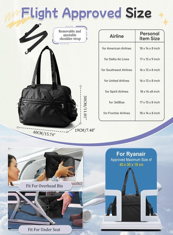 BJLFS Small Black Gym Duffle Bag for Women Men, Waterproof Weekender Handbag Carry on Travel Bag for Airplane, Sports Yoga Tote Bag with Dry Wet Pocket - Image 5